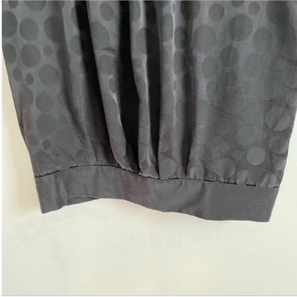 Sally Tseng blouse black circle print dots pleated silk open back - Picture 4 of 8